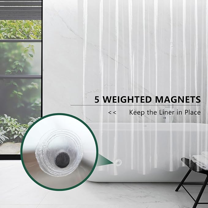 AooHome Long Clear Plastic Shower Curtain Liner, 72x78 Premium Light Weight EVA 4G Plastic Bathroom Shower Liner with Rustproof Metal Grommets and 5 Magnets for Shower Stall, Bathtubs(No Hooks)