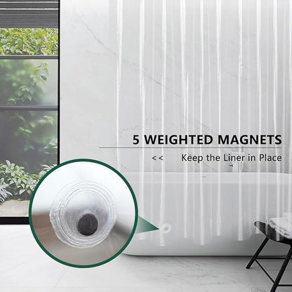 AooHome Long Clear Plastic Shower Curtain Liner, 72x78 Premium Light Weight EVA 4G Plastic Bathroom Shower Liner with Rustproof Metal Grommets and 5 Magnets for Shower Stall, Bathtubs(No Hooks)