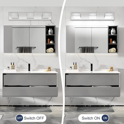 LED Modern Bathroom Vanity Light Fixtures (3-Light, 24-Inch)(5CCT, Dimmable), Chrome Modern Bathroom Wall Lighting Fixtures Over Mirror (3000K/3500K/4000K/5000K/6000K)