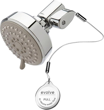 Evolve ShowerStart Multifunction Shower Head with Thermostatic Shut-Off Valve | 1.50 GPM High Pressure | Water Saving | Hot Water Standby | Energy Saving Fixed Showerhead | Easy Install | Chrome