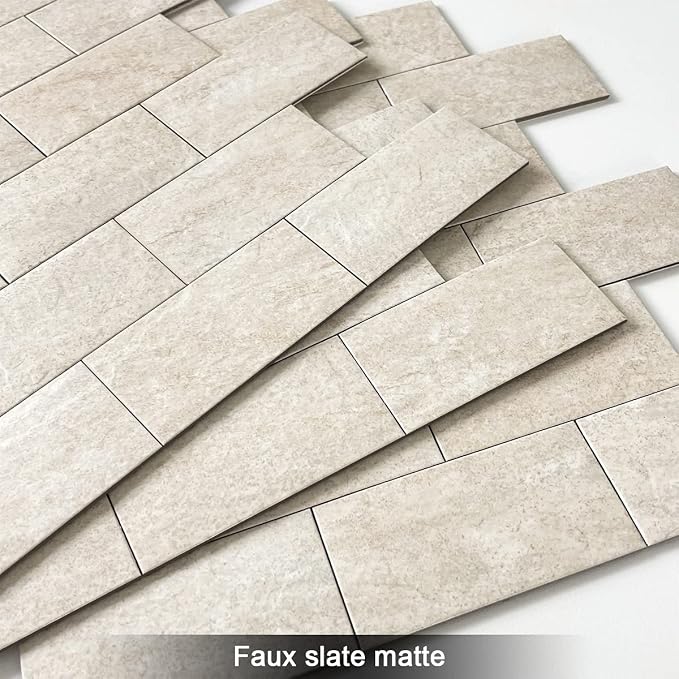 BeNice Marble Peel Stick Backsplash Tile Kitchen Rustic Beige 5pcs