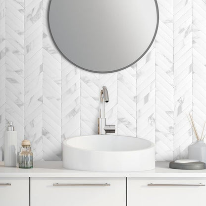 DICOFUN 10-Sheet White Marble Peel and Stick Backsplash, Faxu Stone PVC Stick on Backsplash Wall Tiles for Kitchen and Bathroom
