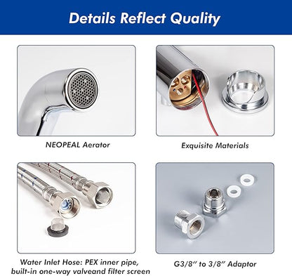 Manual and Automatic Faucet, Touchless Bathroom Faucet with One Temperature Control Rod, Chrome, TS-5303C