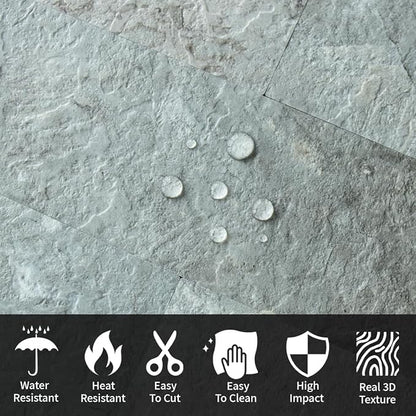 AULIGET 4-Piece Mountain Rock Peel and Stick Backsplash Wall Tiles, 3" x 12" PVC Faux Stone Stick on Tiles for Backsplash Kitchen, Bathroom, Laundry Room, Camper, Fireplace