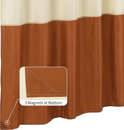 ALYVIA SPRING Waterproof Fabric Shower Curtain or Liner Cream/Orange, 72x72 | 3 Magnets, Soft Cloth & Hotel Quality, Machine Washable, Light-Weight, Standard Size