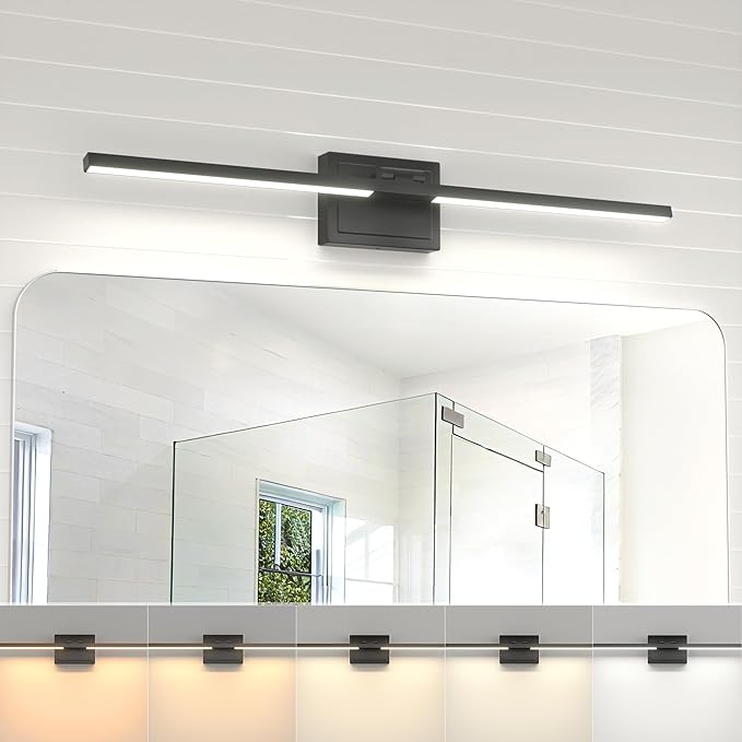 NIORSUN 31.5 Inch Modern Bathroom Light Fixture, 28W 5CCT Dimmable LED Black Bathroom Vanity Lights Over Mirror, Vanity Lights for Bathrooms Restroom Mirror- ETL Certified
