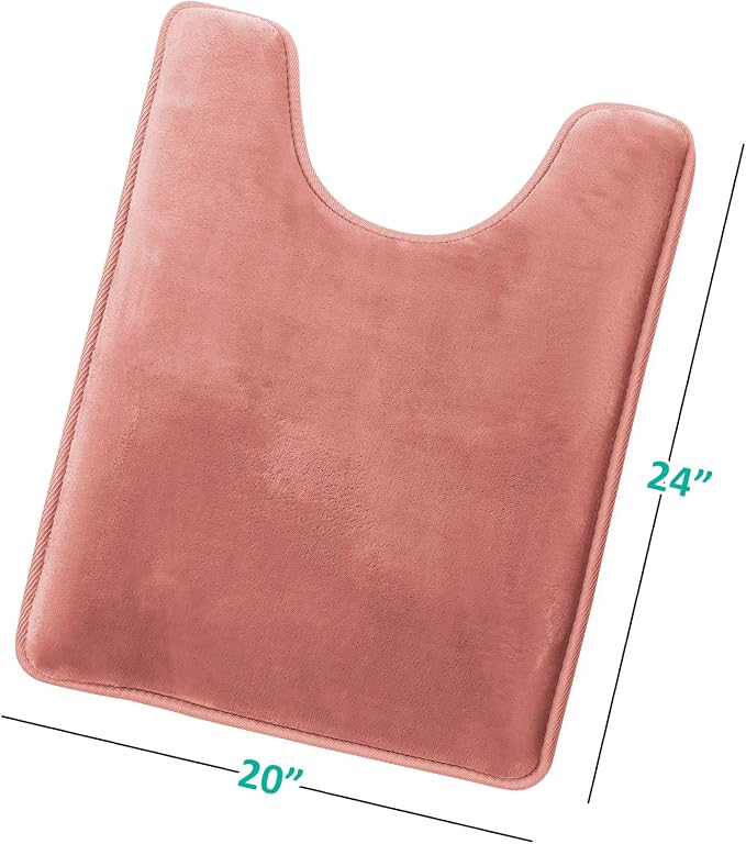 Clara Clark Bathroom Rugs, Velvet Memory Foam Bath Mat, Non-Slip, Machine Washable Bath Rugs - Dries Quickly, Ultra Soft Plush Bath Mats for Bathroom, 20 x 24, Misty Rose