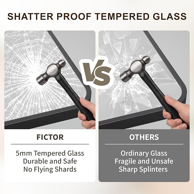 FICTOR Bathroom Mirror for Over Sink, 24"x36" Vanity Mirror for Wall, Black | Shatterproof Tempered Glass, Anti-Rust Frame, Vertical/Horizontal Mounting, Wall Mirror for Bedroom, Living Room, Entryway