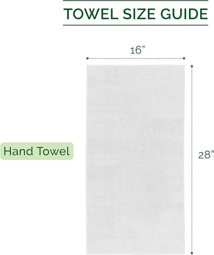 Elegant Comfort Luxury 100% Turkish Cotton Corduroy Ribbed 4 Pack Hand Towel Set 16 x 28 Inch - Absorbent, Super Soft, Quick Dry, Premium Towels for Bathroom, Gym, Spa and Hotel Use, White
