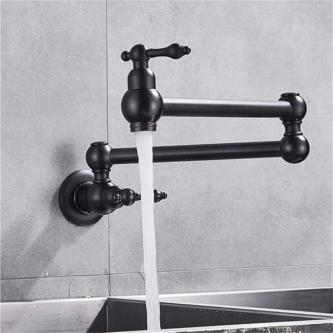 Single Handle Bathroom and Kitchen Faucet Cold Water Folding Basin Tap Single Hole Installation(Black Bronze)
