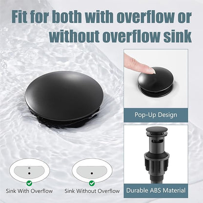 Aolemi 4 Inch Centerset Bathroom Sink Faucet Vintage 2 Cross Handle RV Mixer Tap Basin Vanity Lavatory Utility for Sink 3 Hole Include Hoses Pop Up Drain Faucet Handle with Label Matte Black