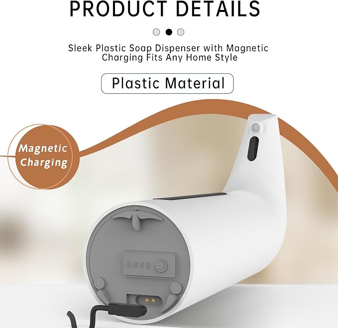 Automatic Liquid Soap Dispenser, 4-Level,Rechargeable | Plastic,13.5oz/400ml White Touchless Electric Hand & Dish Countertop Soap Dispensers with Sensor for Bathroom,Kitchen Sink