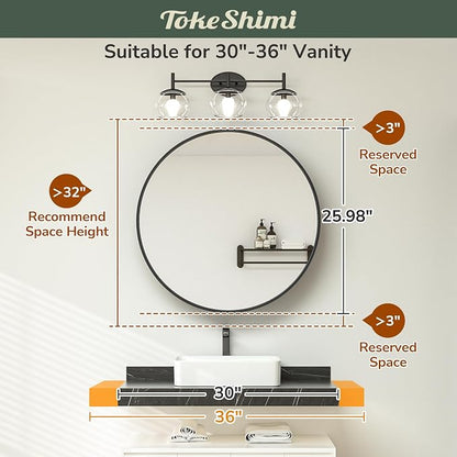 TokeShimi 26 x 26 Round Medicine Cabinet with Mirror, Brushed Nickel Circular Bathroom Medicine Cabinet with Stainless Steel Metal Frame, Detachable Shelves, Shatterproof, Wall Mounted Only