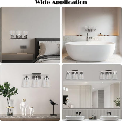 Brushed Nickel 3 Light Vanity Light Set with Hardware - 5 Piece Bathroom Accessories Set