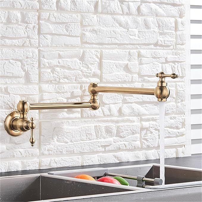 Single Handle Bathroom and Kitchen Faucet Cold Water Folding Basin Tap Single Hole Installation(Brushed Gold)