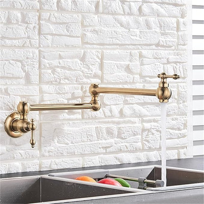 Single Handle Bathroom and Kitchen Faucet Cold Water Folding Basin Tap Single Hole Installation(Brushed Gold)