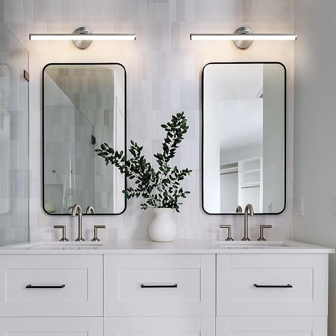 KAISITE Bathroom Light Fixture Over Mirror 22IN Brushed Nickel Vanity Lighting Fixture Dimmable LED Vanity Light Rotatable Modern Bathroom Light Bar 18W 3000K