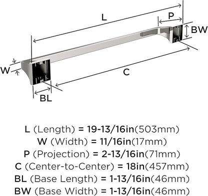 Amerock Mulholland Polished Nickel 18 inch (457mm) Towel Bar, BH36023PN
