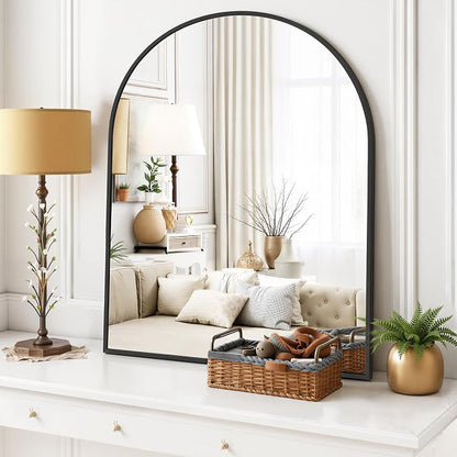 Arched Wall Mirror 40x30 Inch Black Bathroom Vanity Mirror with Metal Frame | Modern Arch Mirror for Bedroom, Living Room, Entryway, Wall Mounted Decorative Mirror