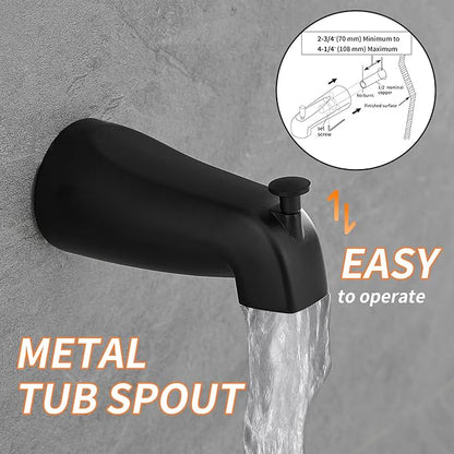 Tub Shower Faucet Set Valve Included with 8-Inch Rain Shower Head and Tub Spout Single-Handle Tub and Shower Trim Kit Matte Black