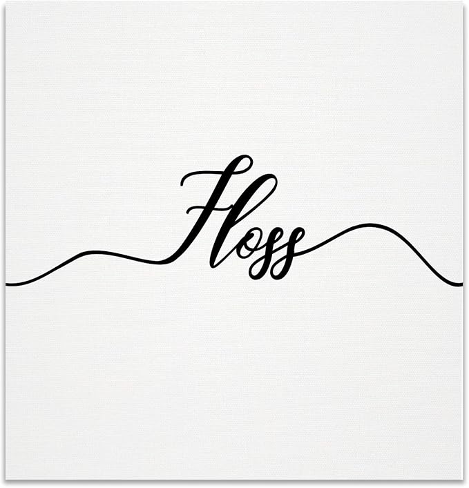 Renditions Gallery Simple Floss Sign Bathroom Décor Gallery Wrapped Canvas Wall Art, 12x12,
