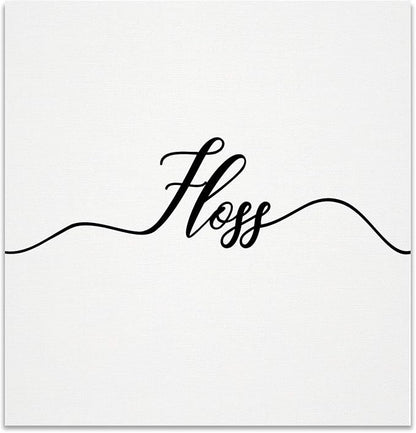 Renditions Gallery Simple Floss Sign Bathroom Décor Gallery Wrapped Canvas Wall Art, 12x12,