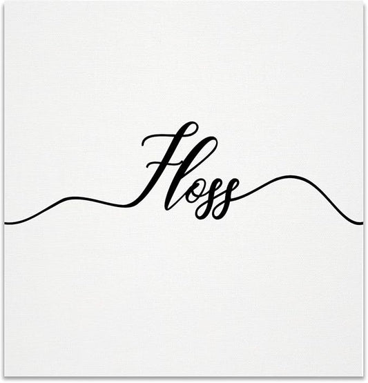 Renditions Gallery Simple Floss Sign Bathroom Décor Gallery Wrapped Canvas Wall Art, 12x12,