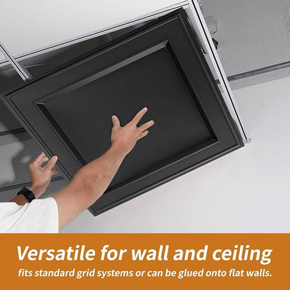WOWSTAR 12-Pack 24"x24" Drop Ceiling Tiles, Waterproof Glue up Ceiling Panels, Modern Style 3D Wall Panels, Black | PVC ceiling panels, 24"x24", waterproof, glue-up install, basement kitchen bathroom, 12-pack, set D