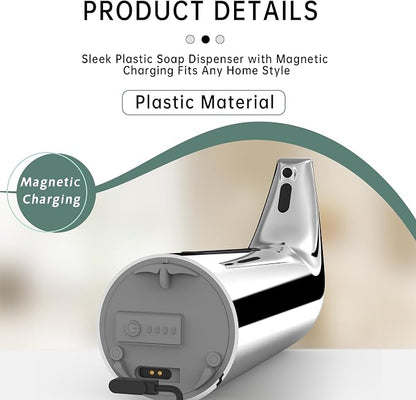 Automatic Liquid Soap Dispenser, 4-Level,Rechargeable | Plastic,13.5oz/400ml Silver Touchless Electric Hand & Dish Countertop Soap Dispensers with Sensor for Bathroom,Kitchen Sink