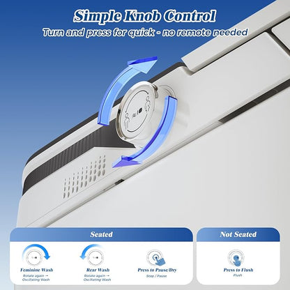 Smart Toilet with Bidet Built-In, Auto Flush, Auto Open/Close Lid, Foot Sensor, Heated Seat, Warm Water Wash, Warm Air Dryer, Deodorizer, Night Light, Remote Control (Gray)