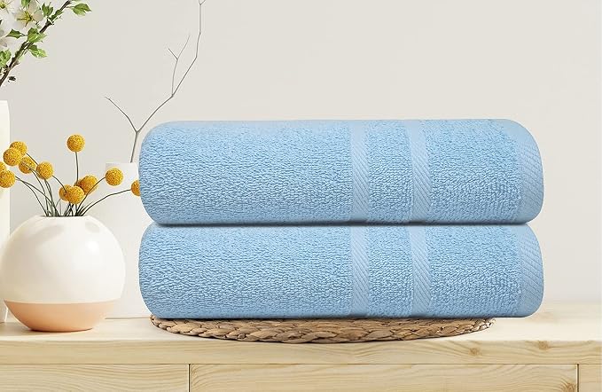 Looperry 6 Pack Small Bath Towel Set - 100% Cotton 23x46 Shower Towels in 450 GSM. Lightweight & Absorbent Quick Dry Gym Towel for Showering, Pet Drying, Spas & Salons. Terry Ringspun Towels (Aqua)