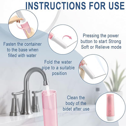 Electric Portable Bidet Sprayer with 3 Pressure Modes | USB-C Fast Charge for Travel & Postpartum Care