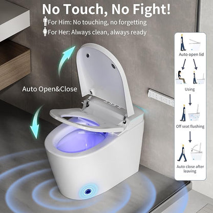Smart Bidet Toilet, Booster Pump Powerful Flush, 1000g MaP, Auto Open Close | UV Light, Deodorization, Auto Soft Open/Close, Dual Flush, Heated Seat, Instant Warm Water, ADA Height for Bathrooms