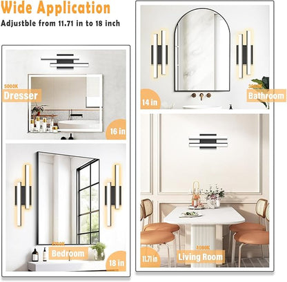 Bathroom Light Fixtures: 18-Inch Modern Bathroom Vanity Light ETL Certificated 5CCT Optional Wall Lights Over Mirror 20W, LED Vanity Light Bar 0-100% Dimmable - Wall Light Fixtures, 1 Pack