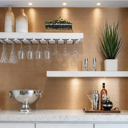 Vamos Tile 100-Piece Peel and Stick Backsplash Seamless Tile,3''x6'' Brushed Rose Gold Metal Subway Tile,Stick on Backsplash for Kitchen/Bathroom/Laundry Room