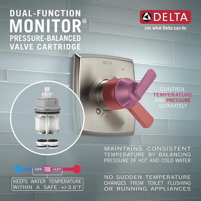 Delta Lahara 17 Series Dual-Function Valve Trim Kit, Brushed Nickel 2 Handle Set for Shower Faucet System, Stainless T17038-SS (Valve Not Included)