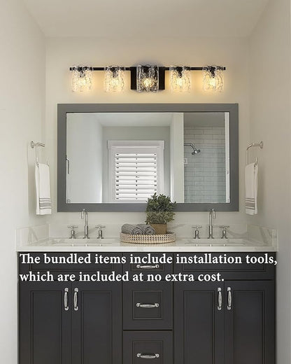 5-Light Bathroom Vanity Light, 31" Matte Black Bathroom Light Fixture Over Mirror with Clear Glass, Modern Bath Wall Sconce Lighting, View Bundled for Installation Tools, OS-MM5002-5BK