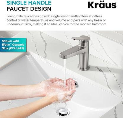 KRAUS Indy Single Handle One Hole Bathroom Sink Faucet in Spot-Free Brushed Nickel, KBF-1411SFBN