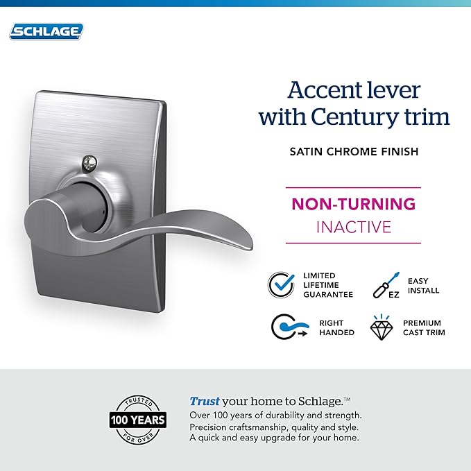 SCHLAGE RH Accent Lever Century Rose Half Dummy