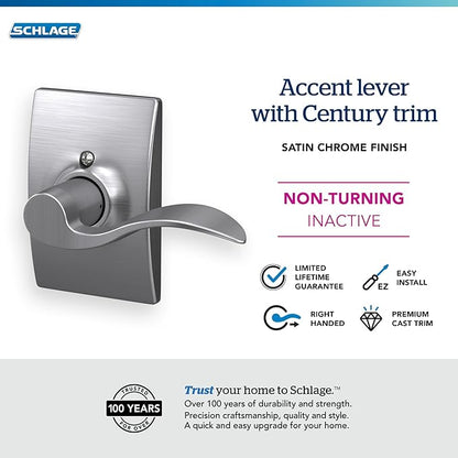SCHLAGE RH Accent Lever Century Rose Half Dummy