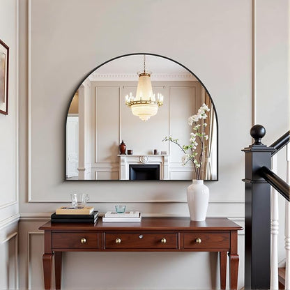 COFENY Arched Mirror, 36’’x30’’ Black Arch Mirrors for Bathroom Sink, Wide Bathroom Vanity Mirror with Metal Frame, Modern Wall Mounted Mirror for Bedroom Living Room Mantle Entryway