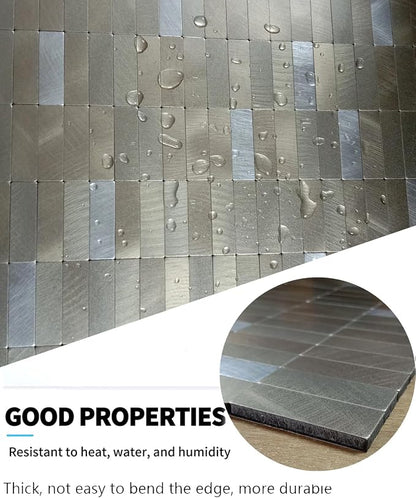 XUANINY Peel and Stick Tile Backsplash Self- Adhesive Wall Tiles Aluminum Mosaic Sticker for Kitchen (11.33"x11.92" Per Sheet, Pack of 8 pcs) (Frosted Champagne+Frosted Silver 8)
