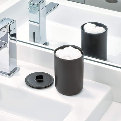 iDesign Cade Canister Bathroom Storage Jar with Lid for Bathroom, Vanity, Desk, Countertop, 3.14" x 3.14" x 5.09", Matte Black (Pack of 2)