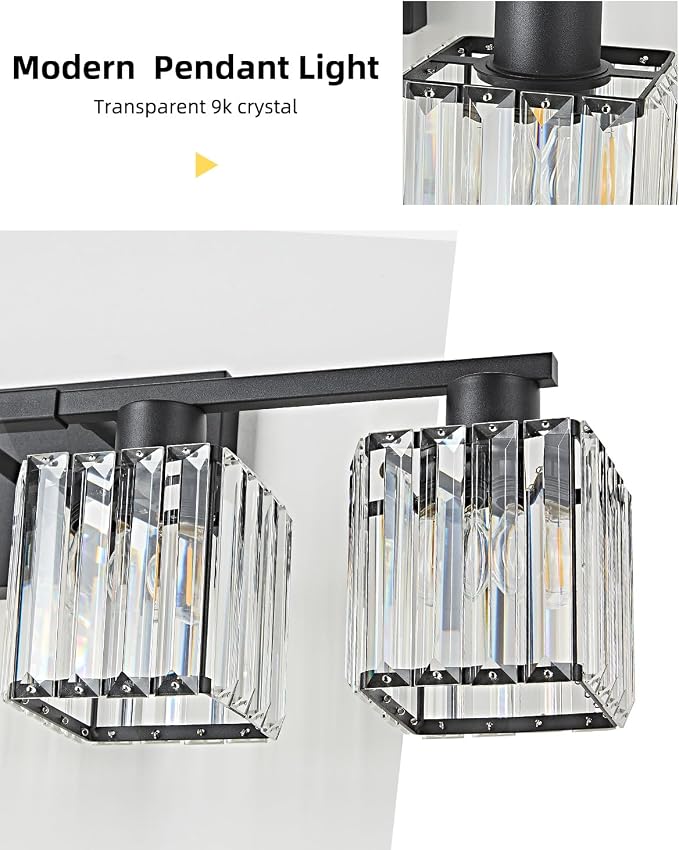 4-Light Bathroom Light Fixtures, Modern Black Crystal Wall Light for Bathroom,Lighting Fixtures Over Mirror