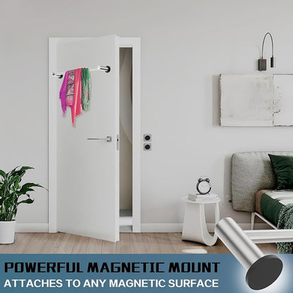ULIBERMAGNET Magnetic Towel Holder, Magnetic Towel Rail Silver with Adjustable Length, Brushed Nickel Non-Slip Stainless Steel Towel Rail for Refrigerator, Oven, Dishwasher, Laundry (2 Pack)