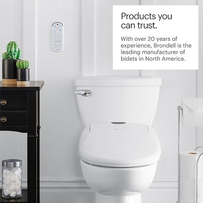 Brondell Bidet Toilet Seat S1400, Smart Toilet Seat, Dual Stainless-Steel, Self-Cleaning Nozzle With Clean Plus Technology, Endless Warm Water Bidet, Warm Air Dryer-Nightlight, Heated Seat, Round
