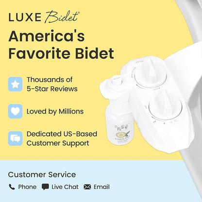 LUXE Bidet WHIFT 120 Bidet - Deodorizing EZ-Lift Bidet Attachment, White | Non-Electric, Built-In Deodorizing Spray, Cold Water, Lemon Refill Included, Patented Easy Slide-In Install, Rear Wash