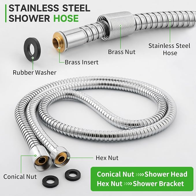 SOLVEX Shower Head with Handheld,High Pressure 5-mode Handheld Shower Head,Anti-clog Nozzles High Flow Hand Held Shower Head,Stainless Steel Leakproof Hose&Adjustable Bracket SP-92052