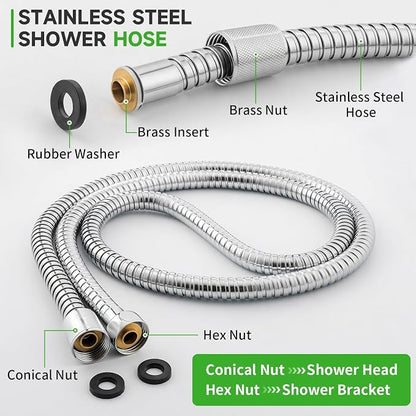 SOLVEX Shower Head with Handheld,High Pressure 5-mode Handheld Shower Head,Anti-clog Nozzles High Flow Hand Held Shower Head,Stainless Steel Leakproof Hose&Adjustable Bracket SP-92052
