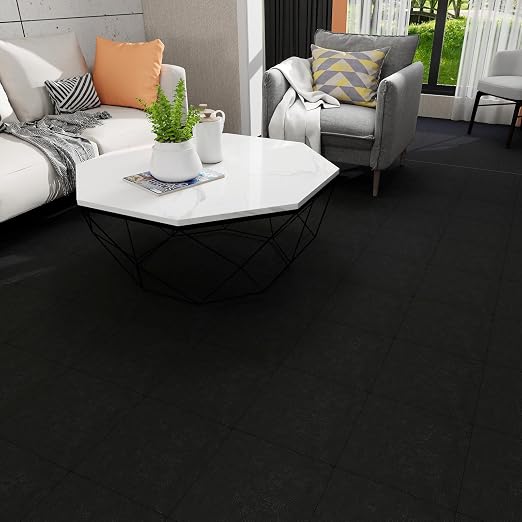 20-Pack 12"x12" Peel and Stick Floor Tiles Waterproof Self Adhesive Vinyl DIY Flooring for Bedroom, Bathroom, Kitchen, RV, Cover 20 Sq. Ft, Matte Black